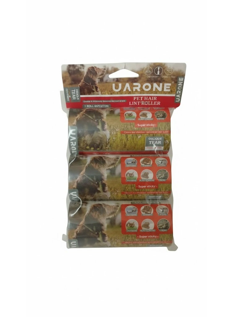 UARONE Pet Hair Lint Roller, Super Sticky, 1 Roll 60 Sheets, 12m